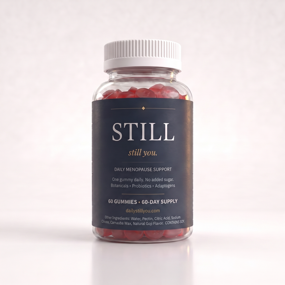 Still You Peri Night Gummies bottle with gummies — studio product shot